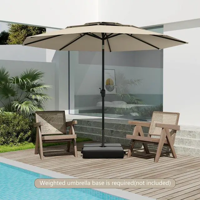 Alt view image 6 of 7 - SlickBlue 10 ft 3-tier Vented Patio Umbrella with Push Button Tilt-Beige