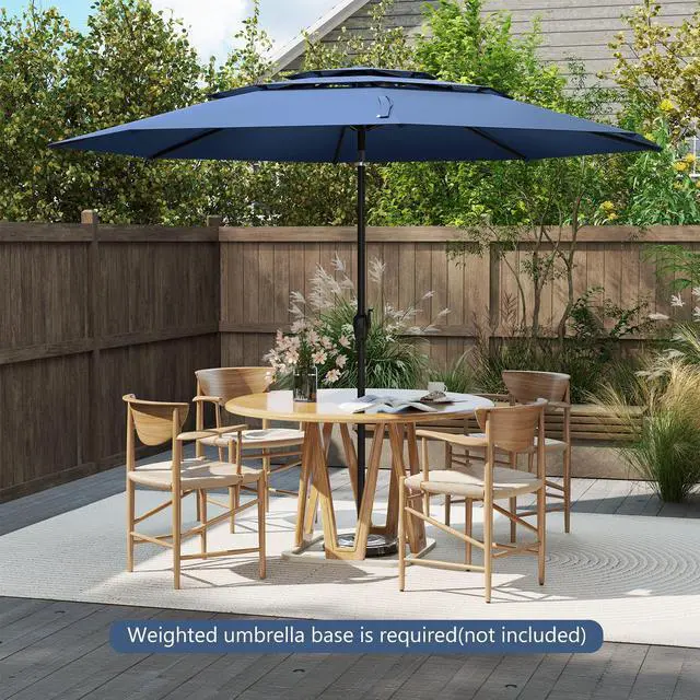 Alt view image 2 of 7 - SlickBlue 10 ft 3-tier Vented Patio Umbrella with Push Button Tilt-Navy
