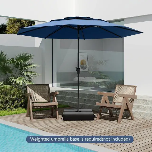 Alt view image 6 of 7 - SlickBlue 10 ft 3-tier Vented Patio Umbrella with Push Button Tilt-Navy