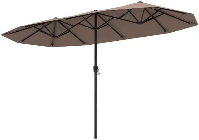 Alt view image 3 of 7 - SlickBlue 13 FT Large Patio Umbrella Outdoor Double-Sided Table Market Umbrella with Crank Handle-Coffee