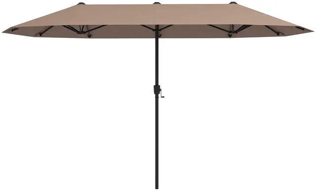 Alt view image 4 of 7 - SlickBlue 13 FT Large Patio Umbrella Outdoor Double-Sided Table Market Umbrella with Crank Handle-Coffee