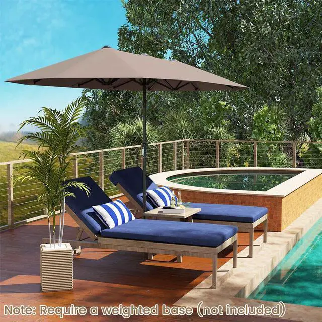 Alt view image 2 of 7 - SlickBlue 13 FT Large Patio Umbrella Outdoor Double-Sided Table Market Umbrella with Crank Handle-Coffee