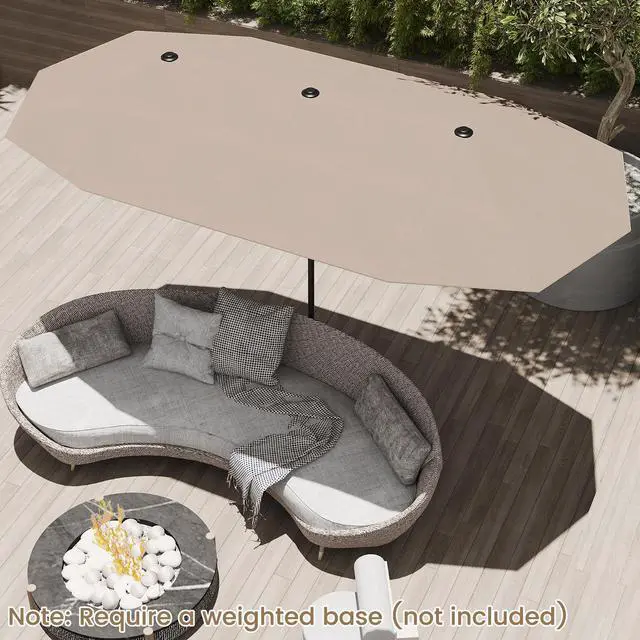 Alt view image 6 of 7 - SlickBlue 13 FT Large Patio Umbrella Outdoor Double-Sided Table Market Umbrella with Crank Handle-Coffee