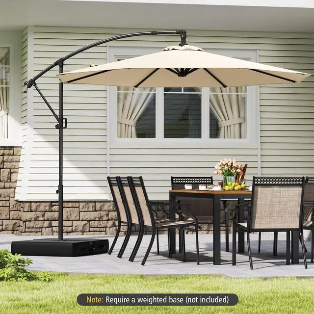 Alt view image 6 of 7 - SlickBlue 10 Feet Offset Hanging Umbrella with Base and Infinite Tilt-Beige