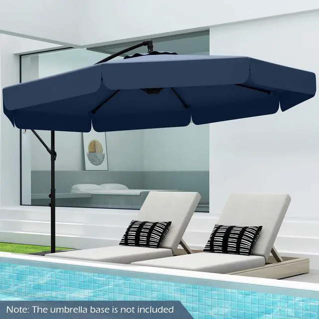 Alt view image 2 of 7 - SlickBlue 10 Feet Patio Cantilever Umbrella with Cover Tilt Adjustment and Ruffled Edge-Navy