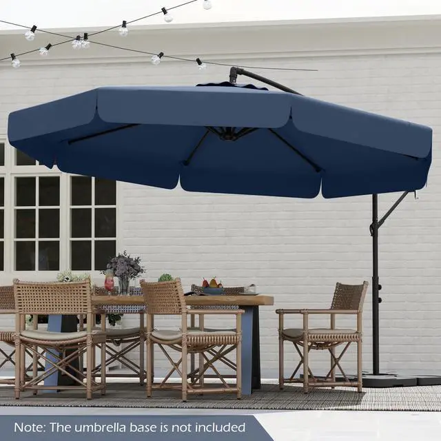 Alt view image 5 of 7 - SlickBlue 10 Feet Patio Cantilever Umbrella with Cover Tilt Adjustment and Ruffled Edge-Navy