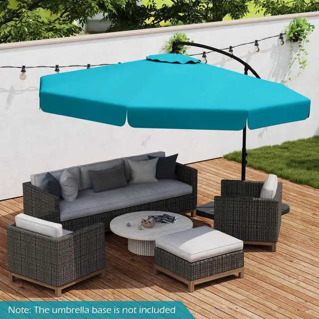 Main image of SlickBlue 10 Feet Patio Cantilever Umbrella with Cover Tilt Adjustment and Ruffled Edge-Turquoise