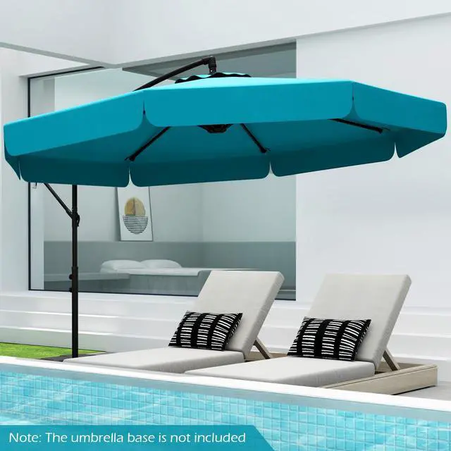 Alt view image 2 of 7 - SlickBlue 10 Feet Patio Cantilever Umbrella with Cover Tilt Adjustment and Ruffled Edge-Turquoise