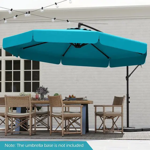 Alt view image 5 of 7 - SlickBlue 10 Feet Patio Cantilever Umbrella with Cover Tilt Adjustment and Ruffled Edge-Turquoise