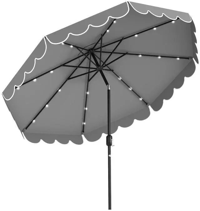Alt view image 4 of 7 - SlickBlue 10 Feet Solar Patio Umbrella with 24 LED Lights-Grey