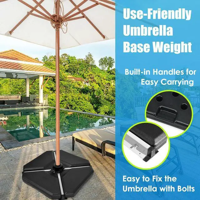 Alt view image 3 of 7 - SlickBlue 4 Pieces 195 lbs Patio Cantilever Offset Umbrella Base Weight Sand