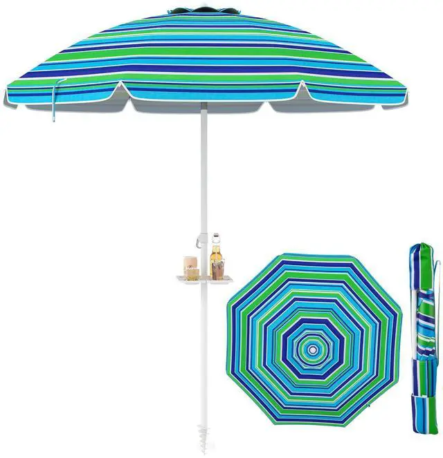 Alt view image 3 of 7 - SlickBlue 7.2 Feet Portable Outdoor Beach Umbrella with Sand Anchor and Tilt Mechanism-Green