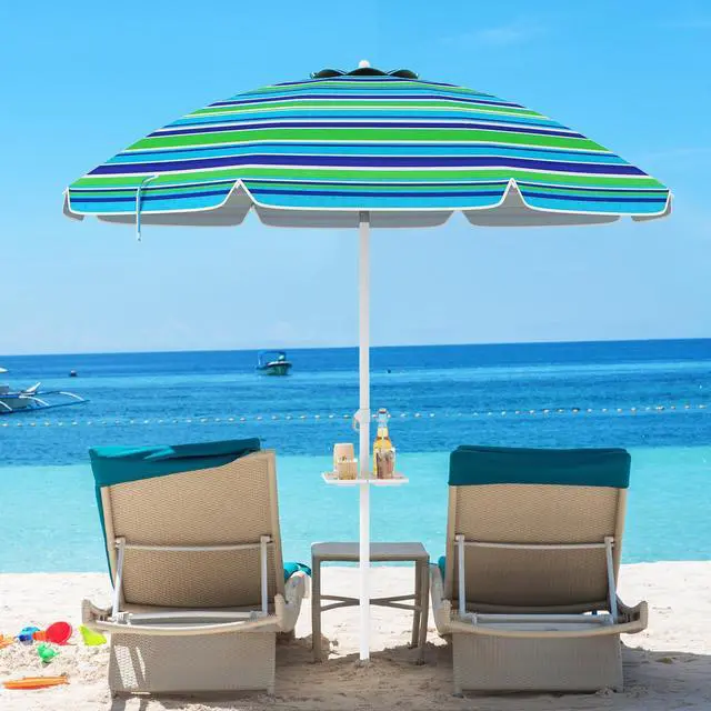 Main image of SlickBlue 7.2 Feet Portable Outdoor Beach Umbrella with Sand Anchor and Tilt Mechanism-Green
