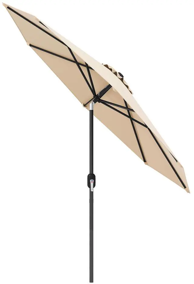 Alt view image 3 of 7 - SlickBlue 9 ft Outdoor Market Patio Table Umbrella Push Button Tilt Crank Lift-Beige