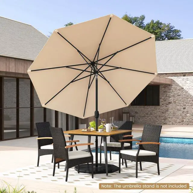 Alt view image 2 of 7 - SlickBlue 9 ft Outdoor Market Patio Table Umbrella Push Button Tilt Crank Lift-Beige