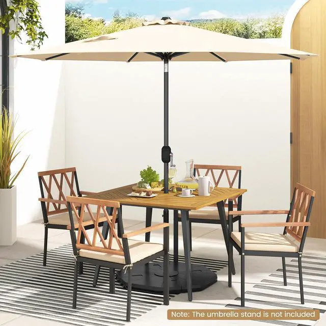 Alt view image 6 of 7 - SlickBlue 9 ft Outdoor Market Patio Table Umbrella Push Button Tilt Crank Lift-Beige