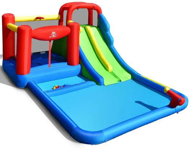 Alt view image 3 of 7 - SlickBlue Inflatable Water Slide with Ocean Balls for Kids without Blower