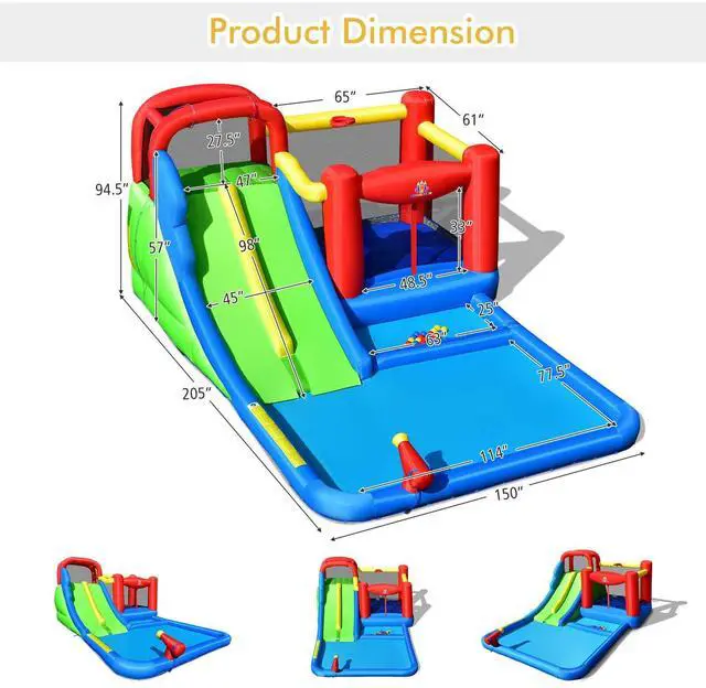 Alt view image 5 of 7 - SlickBlue Inflatable Water Slide with Ocean Balls for Kids without Blower