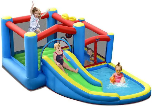 Alt view image 4 of 7 - SlickBlue Inflatable Kids Water Slide Bounce Castle with 480W Blower