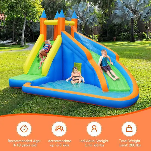 Alt view image 6 of 7 - SlickBlue Inflatable Mighty Bounce House Jumper with Water Slide without Blower