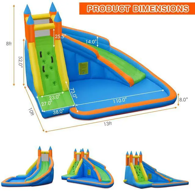 Alt view image 5 of 7 - SlickBlue Inflatable Mighty Bounce House Jumper with Water Slide without Blower