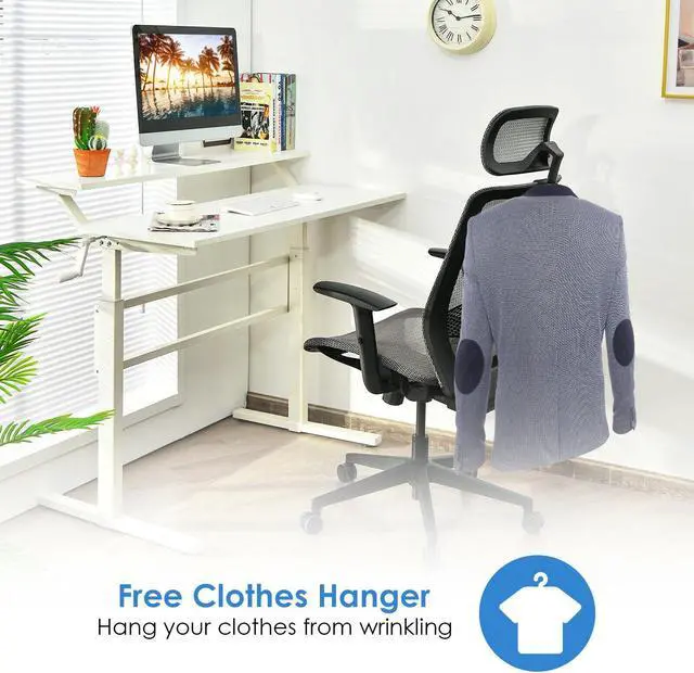 Alt view image 4 of 7 - Height Adjustable Ergonomic High Back Mesh Office Chair with Hange Gray