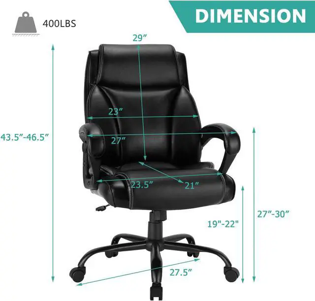 Alt view image 6 of 7 - 400 Pounds Big and Tall Adjustable High Back Leather Office Chair