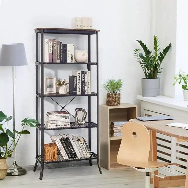 Alt view image 2 of 7 - SlickBlue Industrial 5-Layer Bookshelf with Out-Stretched Legs