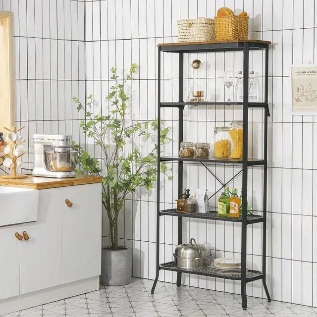 Alt view image 6 of 7 - SlickBlue Industrial 5-Layer Bookshelf with Out-Stretched Legs