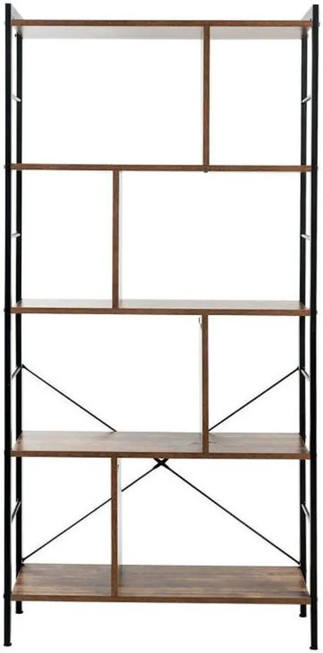 Alt view image 4 of 7 - SlickBlue 4-Tier Industrial Freestanding Bookshelf with Metal Frame