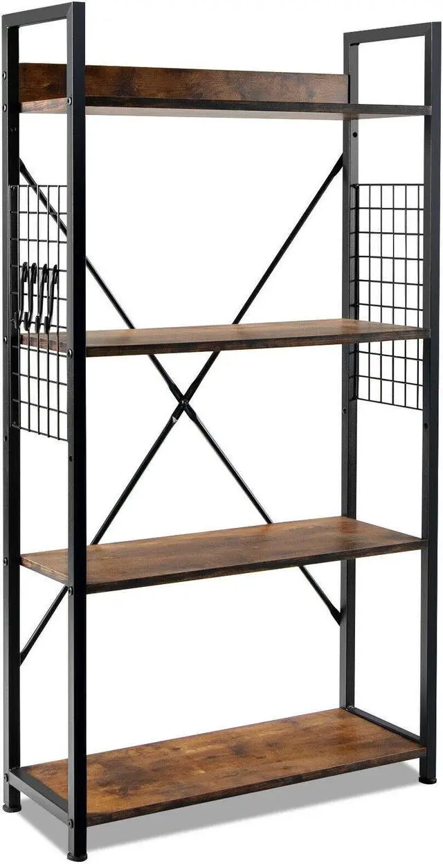 Main image of SlickBlue 4 -Tier Industrial Open Storage Bookshelf