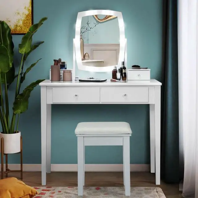 Alt view image 7 of 7 - SlickBlue Vanity Table Set with Lighted Mirror for Bedroom and Dressing Room