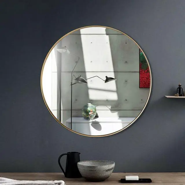 Alt view image 5 of 6 - SlickBlue 27.5" Modern Metal Wall-Mounted Round Mirror for Bathroom
