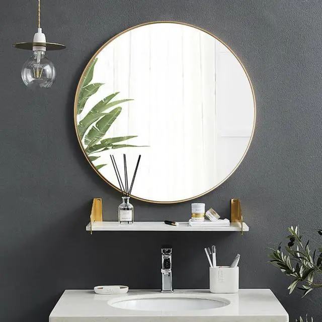 Alt view image 6 of 6 - SlickBlue 27.5" Modern Metal Wall-Mounted Round Mirror for Bathroom