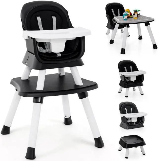 Alt view image 2 of 7 - SlickBlue 6-in-1 Convertible Baby High Chair with Adjustable Removable Tray