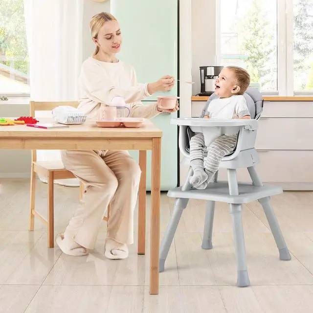 Alt view image 5 of 5 - SlickBlue 6-in-1 Convertible Baby High Chair with Adjustable Removable Tray