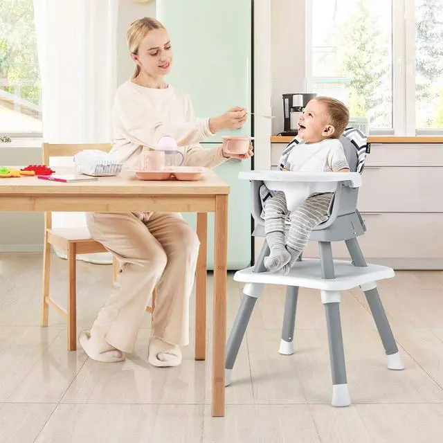 Alt view image 5 of 5 - SlickBlue 6-in-1 Convertible Baby High Chair with Adjustable Removable Tray