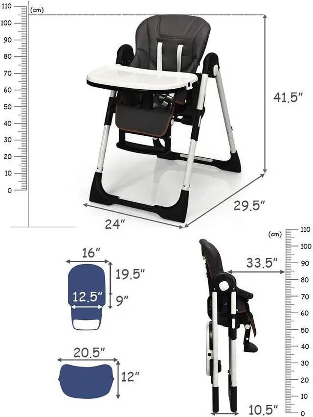 Alt view image 2 of 2 - SlickBlue Foldable High chair with Multiple Adjustable Backrest