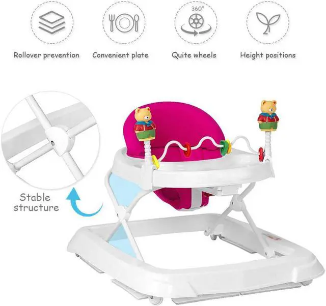 Alt view image 7 of 7 - SlickBlue Adjustable Height Removable Folding Portable Baby Walker