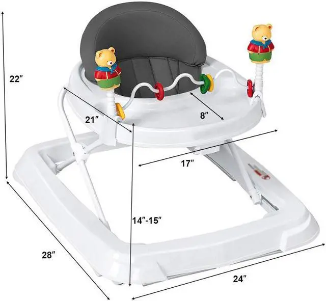 Alt view image 4 of 7 - SlickBlue Adjustable Height Removable Folding Portable Baby Walker