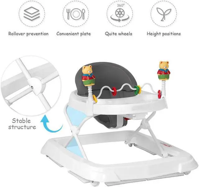 Alt view image 5 of 7 - SlickBlue Adjustable Height Removable Folding Portable Baby Walker