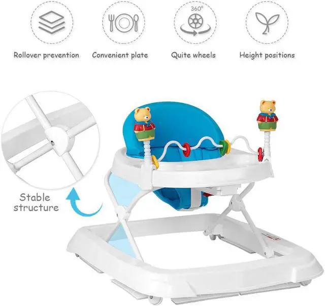 Alt view image 5 of 7 - SlickBlue Adjustable Height Removable Folding Portable Baby Walker
