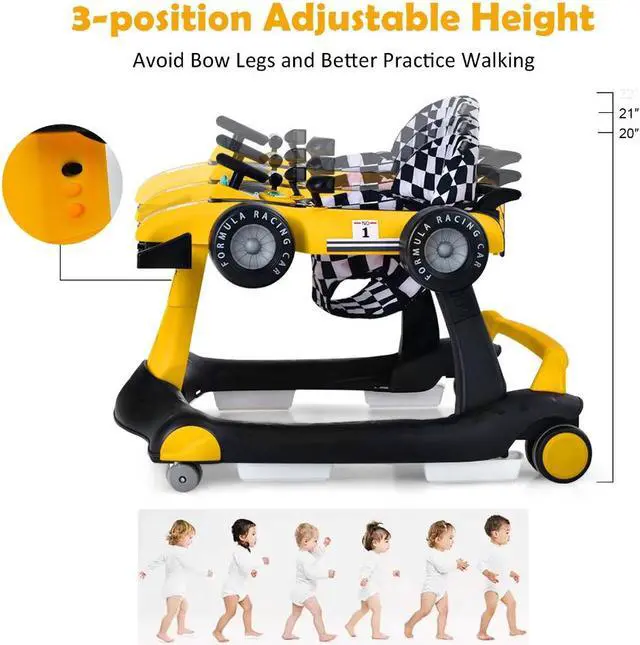 Alt view image 3 of 7 - SlickBlue 4-in-1 Foldable Activity Push Walker with Adjustable Height