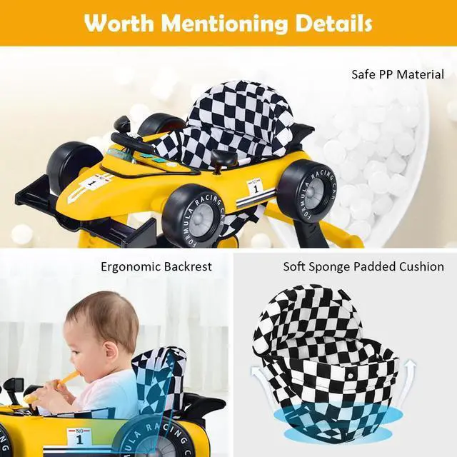 Alt view image 4 of 7 - SlickBlue 4-in-1 Foldable Activity Push Walker with Adjustable Height