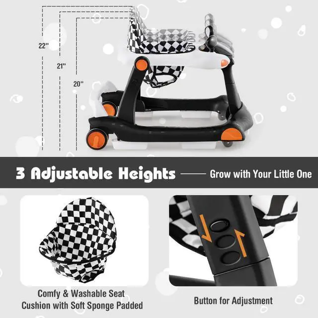 Alt view image 5 of 7 - SlickBlue 2-in-1 Foldable Activity Push Walker with Adjustable Height