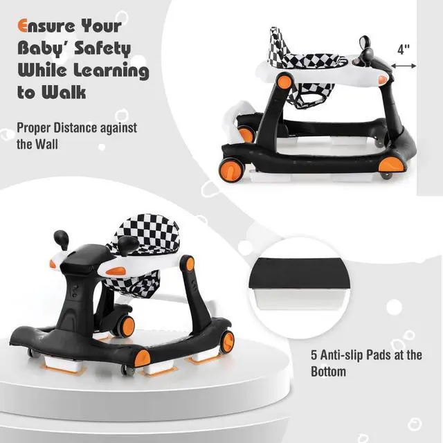 Alt view image 6 of 7 - SlickBlue 2-in-1 Foldable Activity Push Walker with Adjustable Height