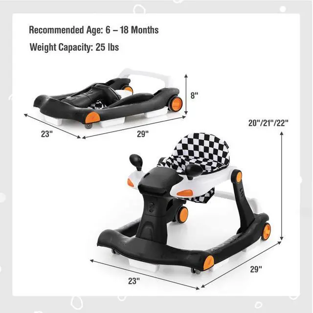 Alt view image 7 of 7 - SlickBlue 2-in-1 Foldable Activity Push Walker with Adjustable Height