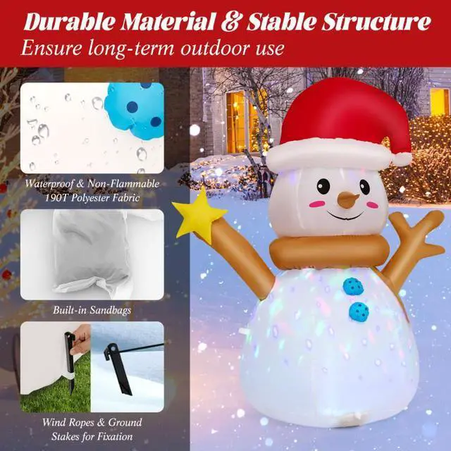 Alt view image 3 of 6 - SlickBlue Inflatable Christmas Snowman with 360° Rotating Colorful LED Light