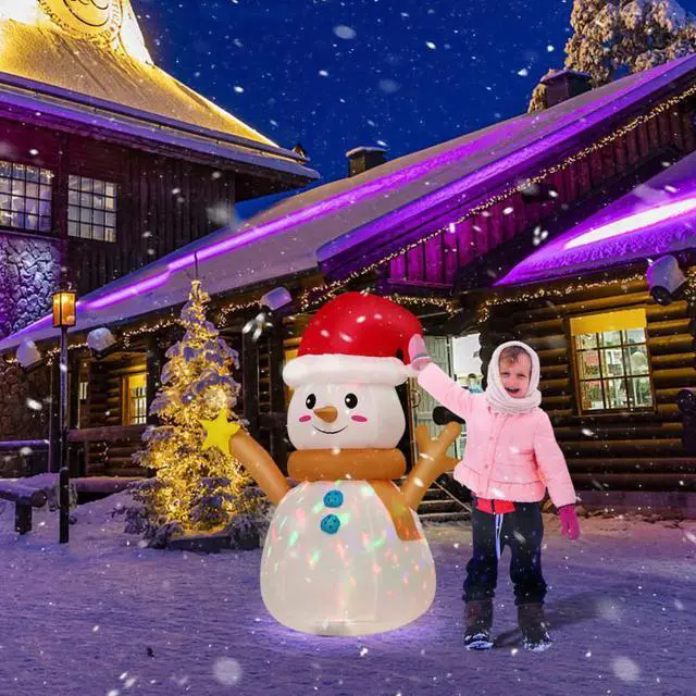 Alt view image 2 of 6 - SlickBlue Inflatable Christmas Snowman with 360° Rotating Colorful LED Light