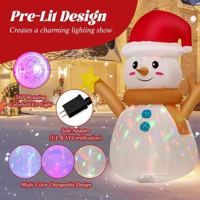 Alt view image 6 of 6 - SlickBlue Inflatable Christmas Snowman with 360° Rotating Colorful LED Light